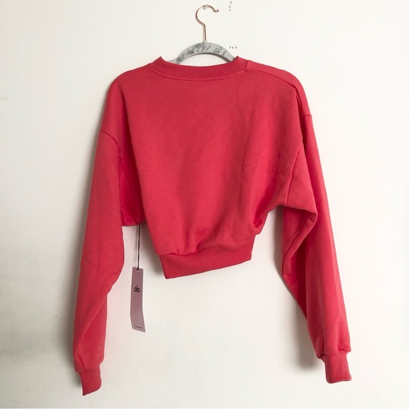 Alo Yoga Cropped Accolade Crewneck Candy Red S - Picture 10 of 10